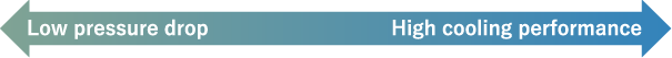 left:Low pressure drop, right:high cooling performance