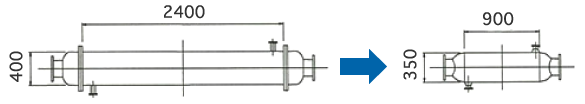 イメージ：シェル&チューブ型からプレートフィン型熱交換器の導入モデルケース